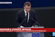 French President Emmanuel Macron Addresses EU Lawmakers, 17 April 2018