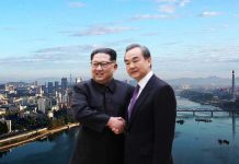 Chinese FM Wang Yi on a visit to Pyongyang, 11 May 2018