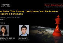 The End of «One Country, Two Systems» and the Future of Freedom In Hong Kong, 19 November 2020