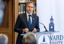 Secretary Blinken and Indian External Affairs Minister Jaishankar at Howard University, 13 April 2022