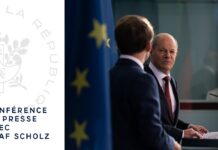 Conférence de Presse du Président Emmanuel Macron et du Chancelier Allemand Olaf Scholz à Berlin, 9 May 2022