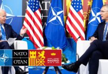 NATO Secretary General with US President Joe Biden at the NATO Summit in Madrid , 29 June 2022