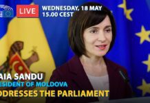 Moldovan President Maia Sandu Speaks to the European Parliament, 16 May 2022