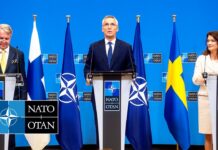 NATO Secretary General with the Ministers of Foreign Affairs of Finland and Sweden, 5 July 2022