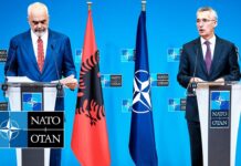NATO Secretary General with the Prime Minister of Albania, Edi Rama, 13 July 2022