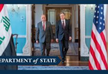 Secretary Blinken Camera Spray with Iraqi Foreign Minister Hussein, 9 February 2023
