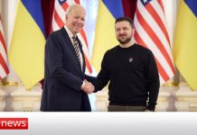 Biden and Zelenskyy Hold Joint News Conference in Ukraine, 20 February 2023