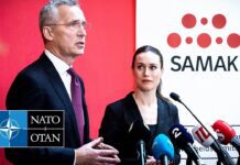 NATO Secretary General with the Prime Minister of Finland Sanna Marin, 28 February 2023
