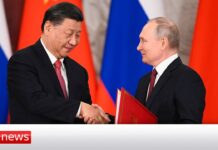 Xi Jinping and Vladimir Putin Hold News Conference in Russia, 21 March 2023
