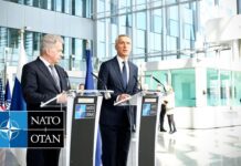 NATO Secretary General with the President of Finland Sauli Niinistö, 4 April 2023