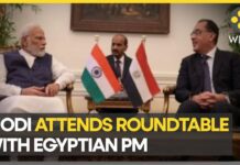 Indian PM Modi Holds Roundtable Meeting with Egyptian Counterpart Mostafa Madbouly in Cairo, 25 June 2023