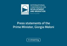 International Conference on Development and Migration, Press Conference by Giogia Meloni, 23 July 2023