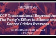 CCP Transnational Repression: The Party’s Effort to Silence and Coerce Critics Overseas, 13 December 2023