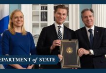 Secretary Blinken participates in a Defense Cooperation Agreement Signing Ceremony, with Finland, 18 December 2023