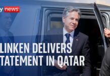 Antony Blinken delivers statement in Qatar, 13 October 2023