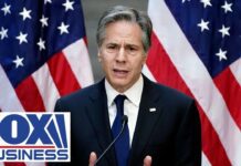 US Secretary of State Antony Blinken addresses the press at Cairo airport as he departs, 15 October 2023