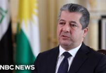 Prime minister of Iraq’s semi-autonomous Kurdish enclave tells NBC News that U.S. support is vital, 8 February 2024