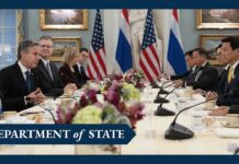 Secretary Blinken with Thai Deputy Prime Minister and Foreign Minister Parnpree Bahiddha-Nukar, 13 February 2024