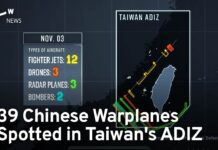 39 Chinese Warplanes Spotted in Taiwan’s ADIZ, 3 November 2023