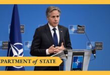 Secretary Blinken holds a press availability in Brussels, Belgium, 4 April 2024