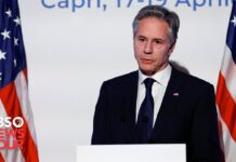 Blinken speaks to media after apparent Israel attack strikes Iran overnight, 19 April 2024