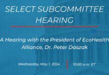 Experimental virus work in China. A Hearing with the President of EcoHealth Alliance, Dr. Peter Daszak, 1 May 2024
