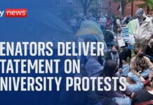 Senators deliver statement on university protests, 1 May 2024