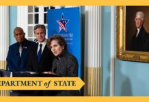 Secretary Blinken at a Signing Ceremony with Alice Albright and iKiribati President Maamau, 26 September 2023