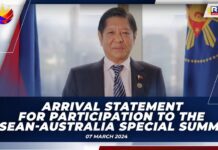 President Marcos. Arrival Statement from Participation in the ASEAN-Australia Special Summit, 6 March 2024