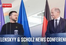 Volodymyr Zelenskyy and Olaf Scholz joint news conference in Berlin, 11 June 2024