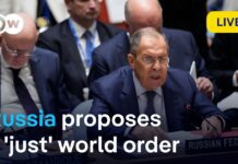 Russia’s Foreign Minister Sergei Lavrov chairs a UN Security Council meeting on multilateralism, 16 July 2024