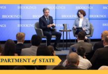 Secretary Blinken participates in a conversation on U.S. foreign policy at the Brookings Institution, 1 July 2024