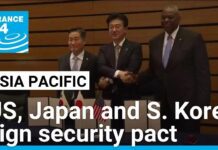 US, Japan and South Korea sign security pact, 28 July 2024