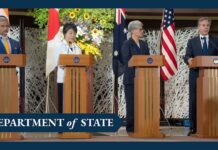 Secretary Blinken delivers remarks to the press from the Quad Ministerial in Tokyo, Japan, 29 July 2024