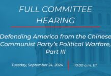 Defending America from the Chinese Communist Party’s Political Warfare, Part III, 24 September 2024