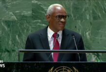 Haitian leader Edgard LeBlanc Fils delivers remarks at 2024 UN General Assembly, 26 September 2024