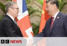 UK Prime Minister Keir Starmer meets China President Xi Jinping at G20 summit, 18 November 2024