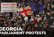Protesters stage sit-in outside Georgia’s Parliament in Tbilisi over disputed election results, 25 November 2024