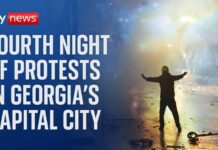 Protesters in Georgia demonstrate in Tbilisi for a fourth straight night, 1 December 2024