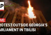 Protests in Tbilisi, Georgia, over decision to suspend negotiations on joining EU, 6 December 2024