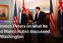 Winston Peters on what he and Marco Rubio discussed in Washington, 18 March 2025