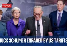 Senate Minority leader Chuck Schumer holds news conference on Trump tariffs, 2 April 2025