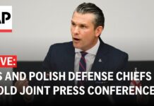 US Defense secretary and his Polish counterpart hold press conference, 14 February 2024