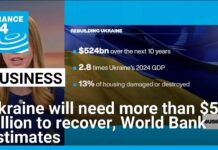 Ukraine will need more than $500 billion to recover from war, World Bank estimates, 25 February 2025