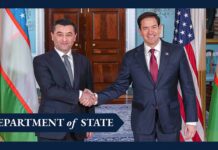 Secretary Rubio meets with Uzbekistan Foreign Minister Bakhtiyorv Saidov, 9 April 2025