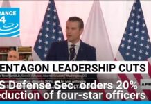 US Defense Secretary Hegseth directs 20% cut to top military leadership positions, 6 May 2025