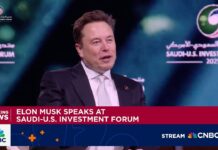 Elon Musk speaks at Saudi-U.S. investment forum,13 May 2025