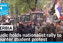 Serbian President Vucic holds nationalist rally to counter student protest, 13 April 2025