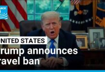 Trump announces travel ban and restrictions on 19 countries, 5 June 2025