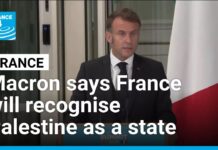French President Macron says France will recognize Palestine as a state, 25 July 2025